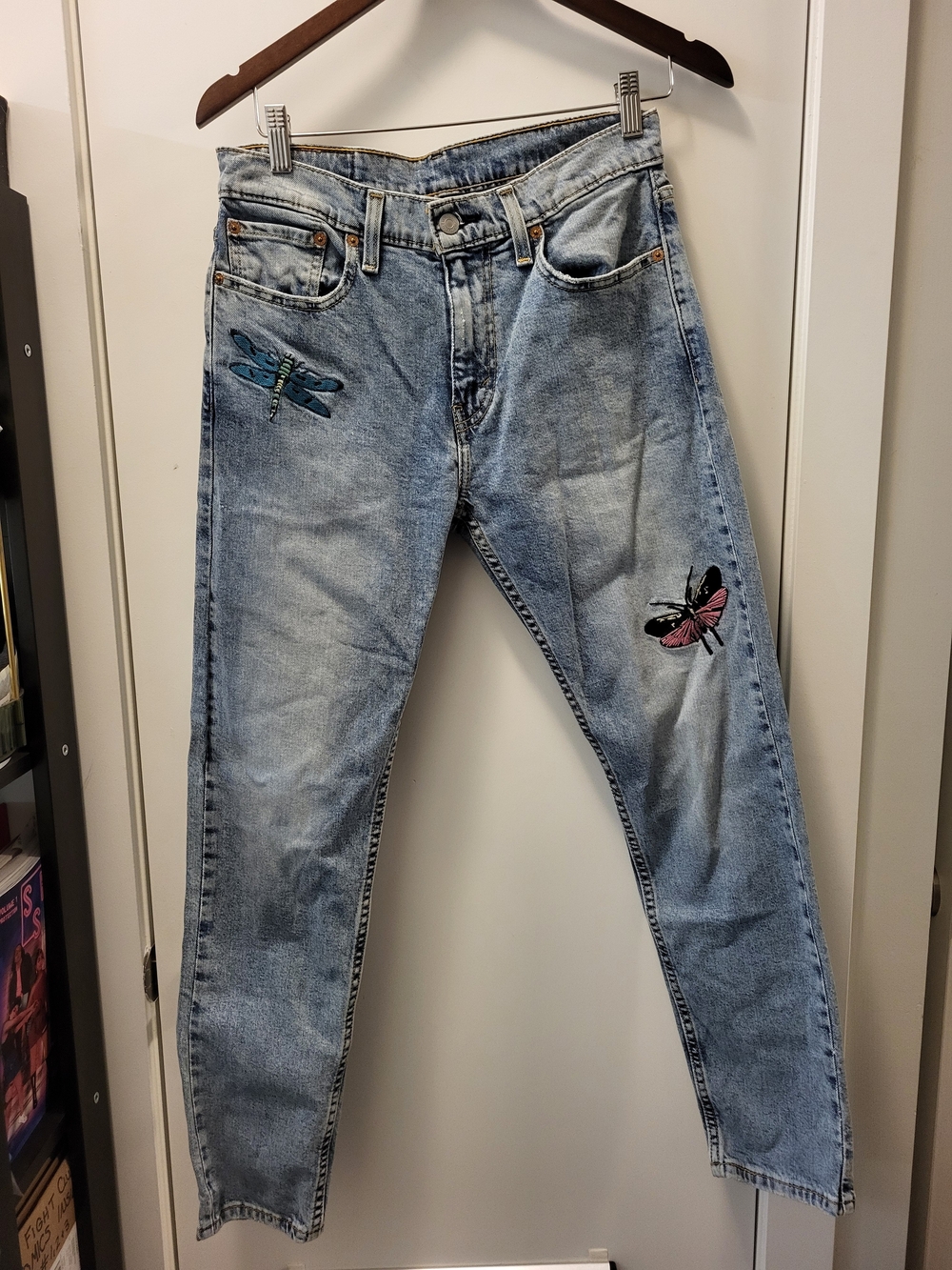Levi's Vintage 512 Jeans with Dragonfly, Butterfly,& Catepillar Embroidery